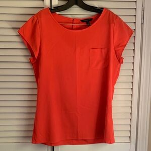 Banana Republic Bright Red or Orange Blouse with Back Zipper Detail